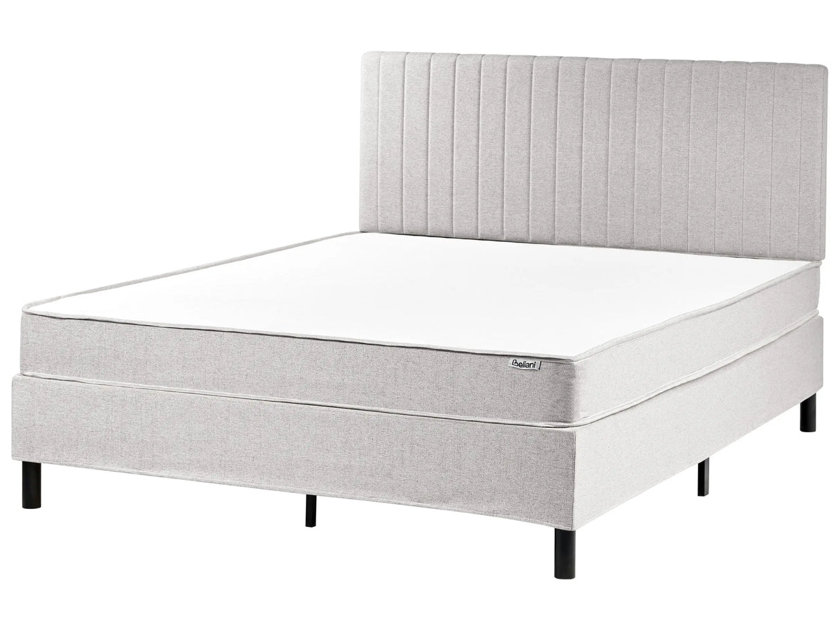 Divan Bed Light Grey Polyester Upholstery EU King Size 5ft3 with Headboard Pocket Spring Mattress Bedroom Beliani