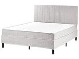 Divan Bed Light Grey Polyester Upholstery EU King Size 5ft3 with Headboard Pocket Spring Mattress Bedroom Beliani