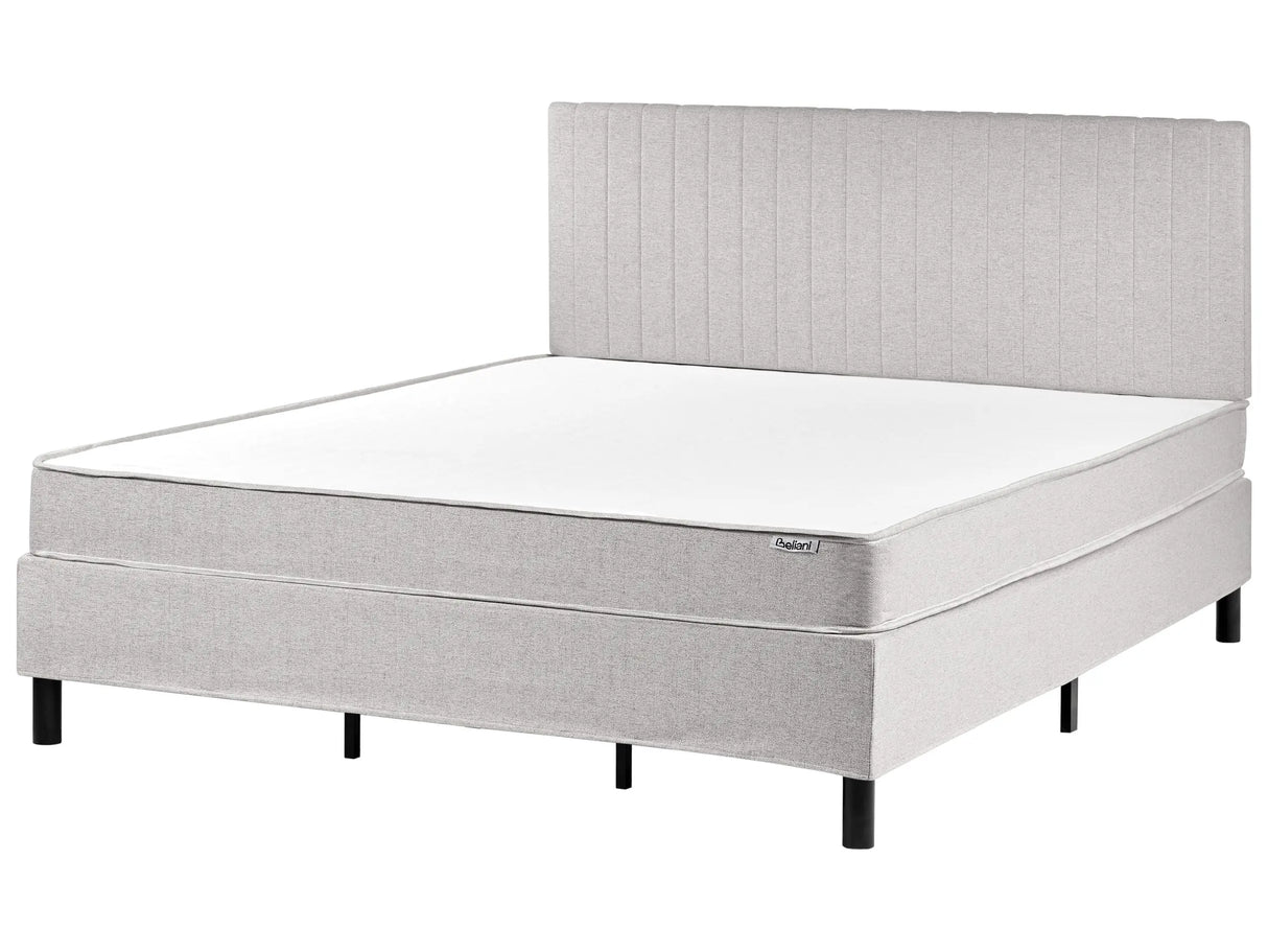 Divan Bed Light Grey Polyester Upholstery EU Super King Size 6ft with Headboard Pocket Spring Mattress Bedroom Beliani