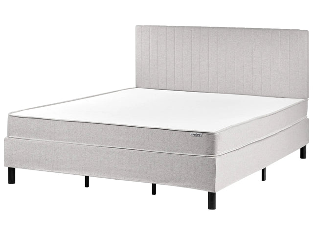 Divan Bed Light Grey Polyester Upholstery EU Super King Size 6ft with Headboard Pocket Spring Mattress Bedroom Beliani