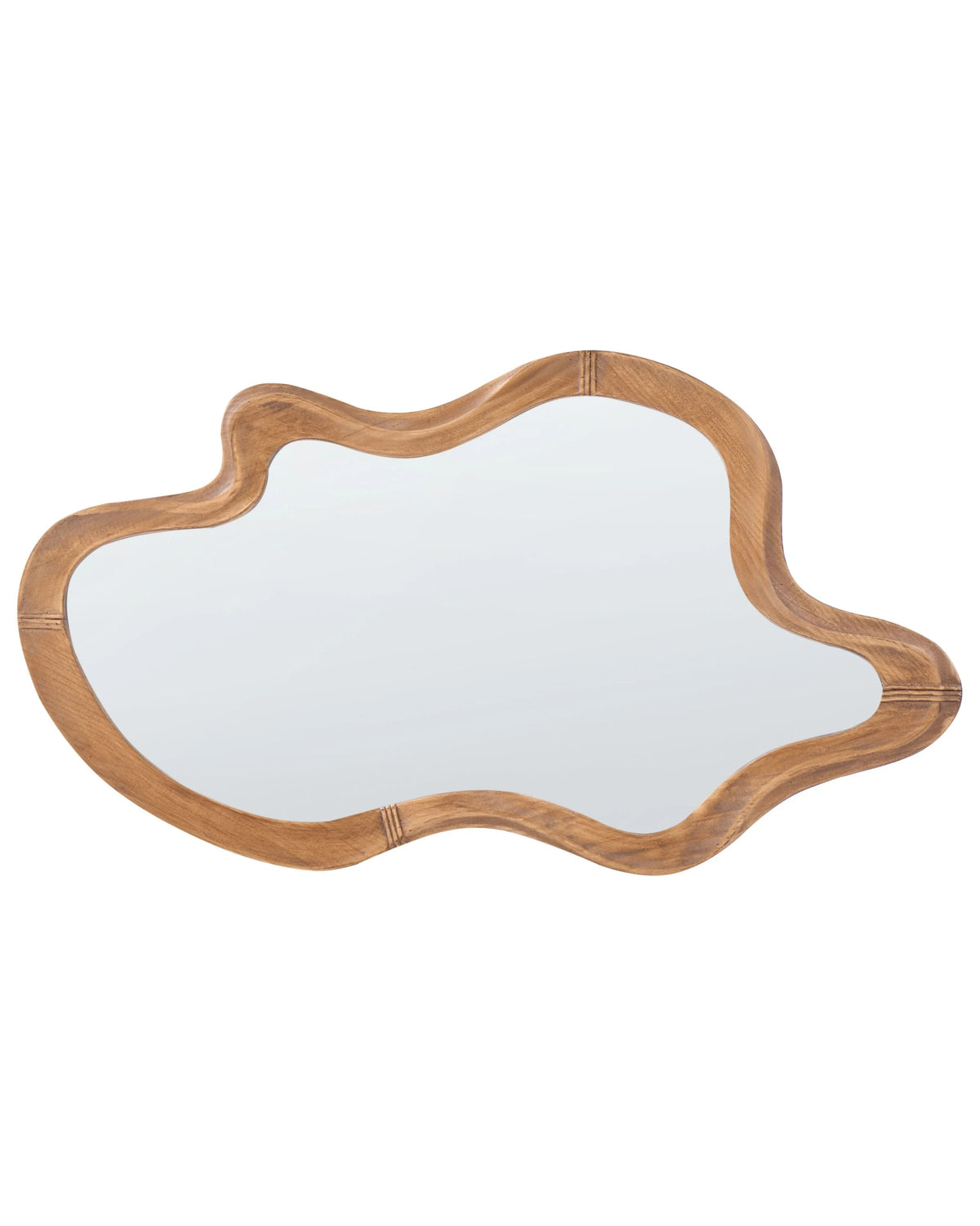 Wall Mirror Light Fir Wood Frame 89 x 49 cm Wall Mounted Accent Piece with Mirror Beliani