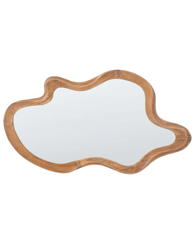 Wall Mirror Light Fir Wood Frame 89 x 49 cm Wall Mounted Accent Piece with Mirror Beliani