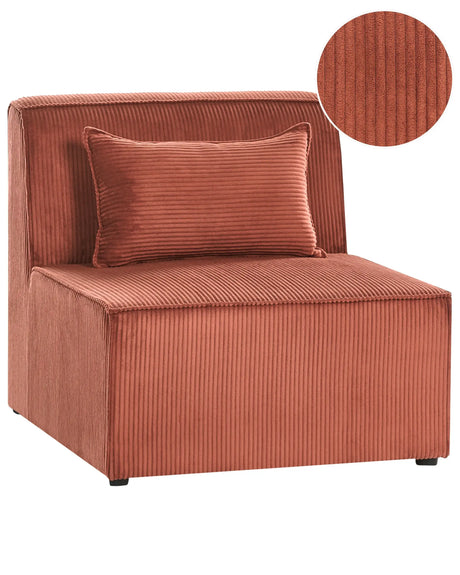 1-Seat Section Golden Brown Corduroy Jumbo Cord Sofa Module Modern Single-Seat Beliani
