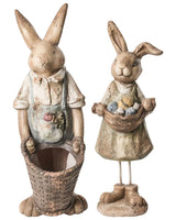 Set of 2 Decorative Figurines Multicolour MgO Accent Piece Easter Bunny Indoor Outdoor Decoration Living Room Garden Beliani