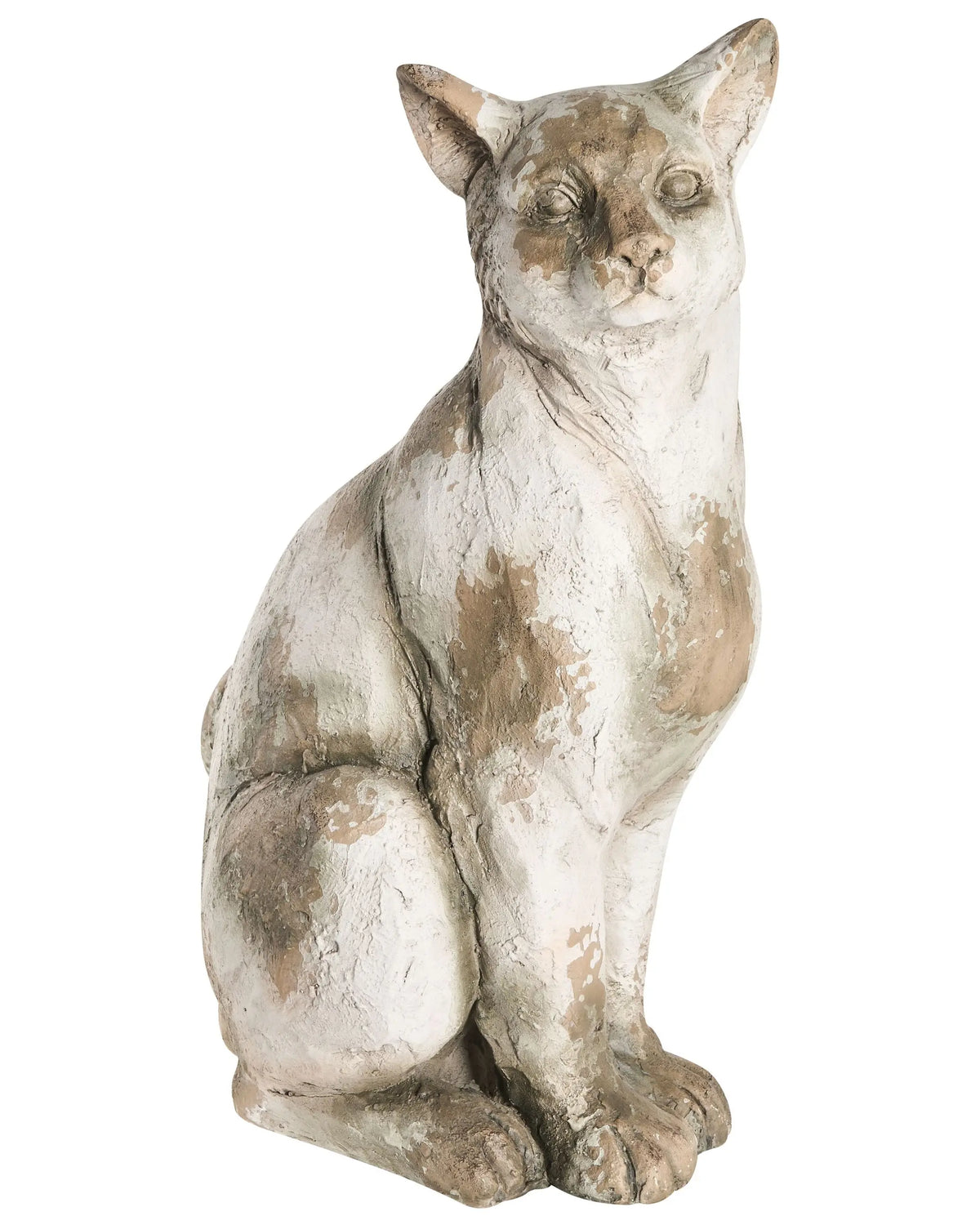 Decorative Garden Figurine White and Beige MgO Cat 21 x 30 x 50 cm Accent Piece Decoration Garden Terrace Patio Beliani