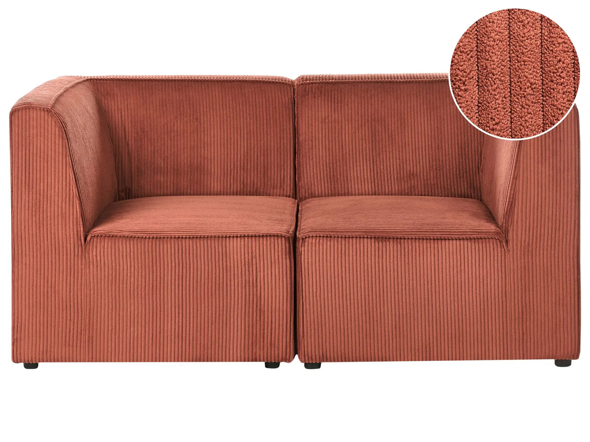 Modular 2 Seater Sofa Golden Brown Corduroy Sectional Two Piece Sofa Modern Jumbo Cord Minimalistic Style Beliani