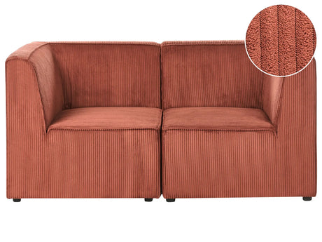 Modular 2 Seater Sofa Golden Brown Corduroy Sectional Two Piece Sofa Modern Jumbo Cord Minimalistic Style Beliani