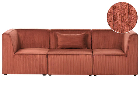 Modular 3 Seater Sofa Golden Brown Corduroy Sectional Two Piece Sofa Modern Jumbo Cord Minimalistic Style Beliani