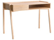 Home Office Desk Light Brown Particle Board Iron Legs 107 x 48 cm with Shelf and Drawer Minimalist Beliani