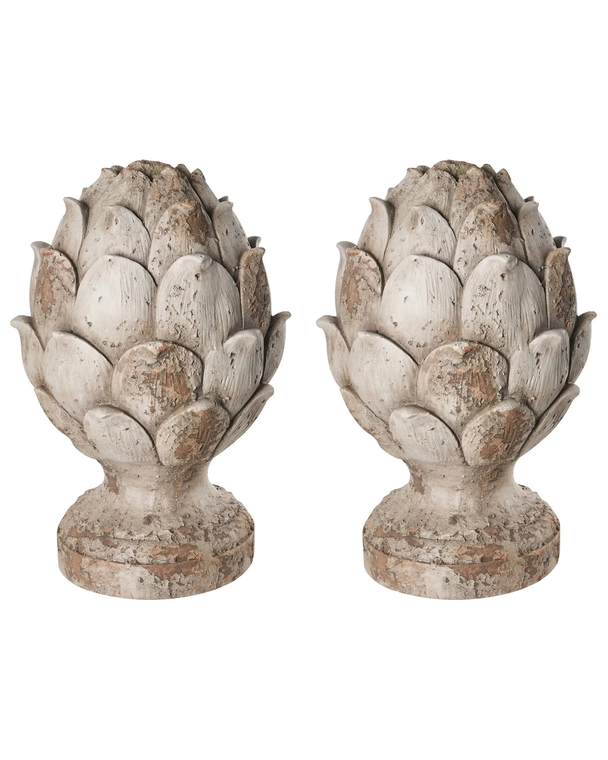 Set of 2 Decorative Garden Figurines Beige MgO Pinecone 27 x 27 x 45 cm Accent Piece Decoration Garden Terrace Patio Beliani