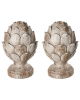 Set of 2 Decorative Garden Figurines Beige MgO Pinecone 27 x 27 x 45 cm Accent Piece Decoration Garden Terrace Patio Beliani
