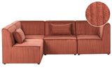 Modular Right Corner 4 Seater Sofa Golden Brown Corduroy 4 Seater Sectional Sofa Modern Design Beliani