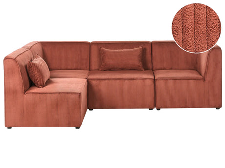 Modular Right Corner 4 Seater Sofa Golden Brown Corduroy 4 Seater Sectional Sofa Modern Design Beliani