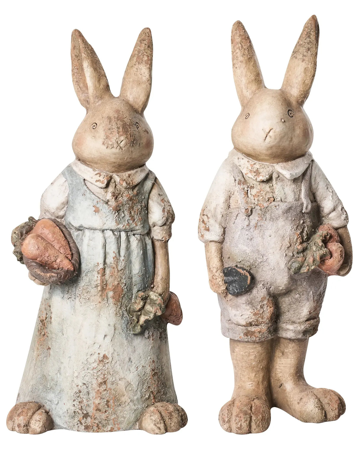 Set of 2 Decorative Garden Figurines Multicolour MgO Rabbits Accent Piece Easter Decoration Garden Terrace Patio Beliani