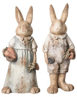 Set of 2 Decorative Garden Figurines Multicolour MgO Rabbits Accent Piece Easter Decoration Garden Terrace Patio Beliani