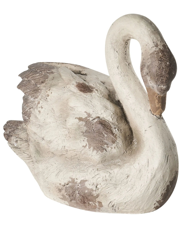 Decorative Garden Figurine Beige MgO Swan 22 x 44 x 37 cm Accent Piece Decoration Garden Terrace Patio Beliani