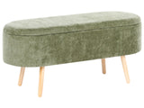 Bench Green Chenille Fabric Upholstery Pine Wood Legs with Storage Bedroom Living Room Accessory Beliani
