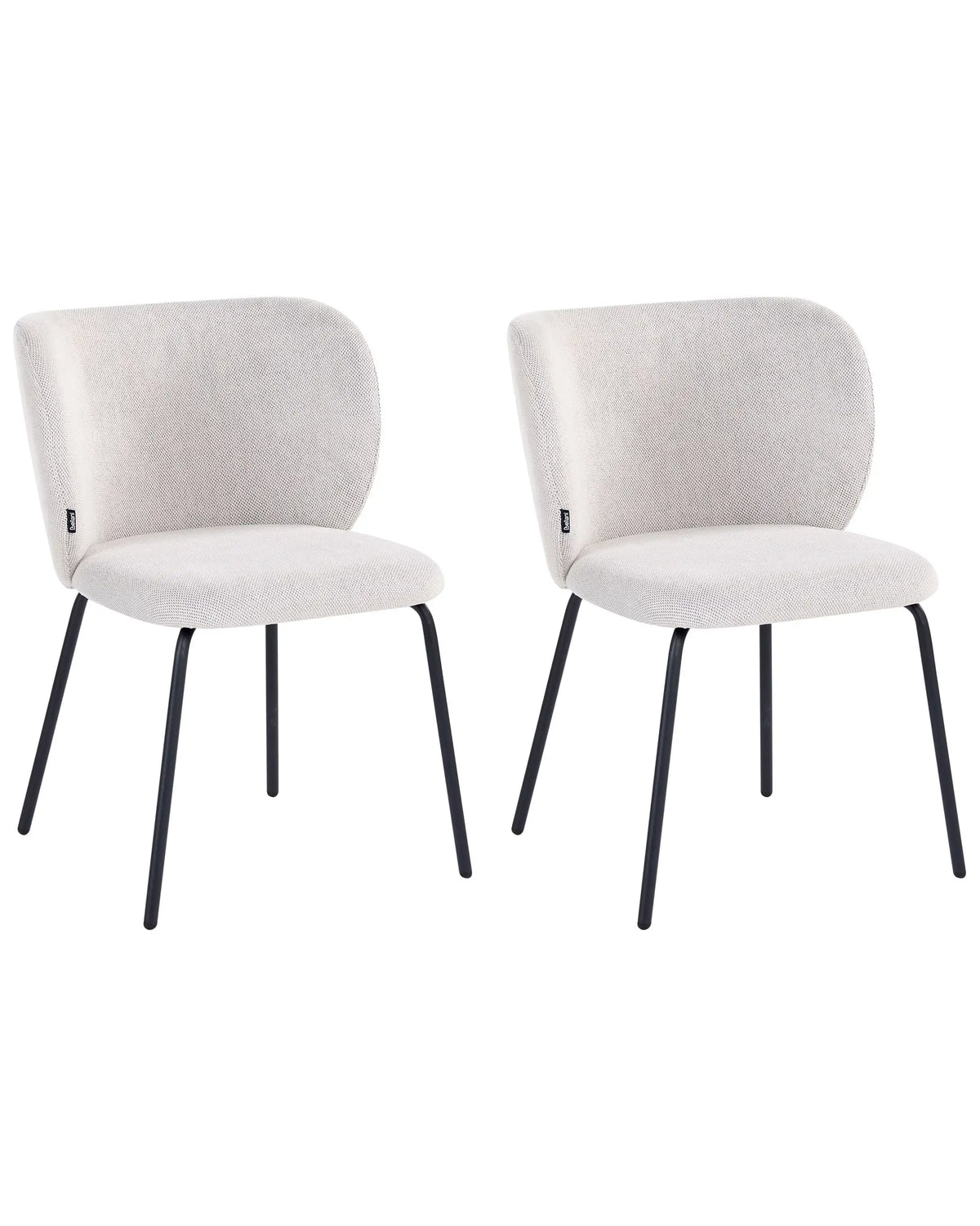 Set of 2 Dining Accent Chairs Off-White Upholstery without Armrests Metal Base Retro Design Beliani