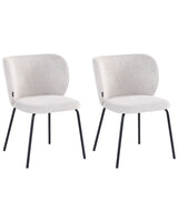 Set of 2 Dining Accent Chairs Off-White Upholstery without Armrests Metal Base Retro Design Beliani