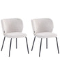 Set of 2 Dining Accent Chairs Off-White Upholstery without Armrests Metal Base Retro Design Beliani