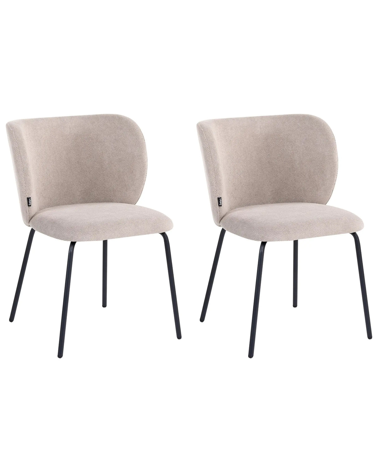 Set of 2 Dining Accent Chairs Taupe Upholstery without Armrests Metal Base Retro Design Beliani