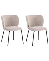 Set of 2 Dining Accent Chairs Taupe Upholstery without Armrests Metal Base Retro Design Beliani