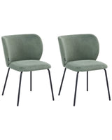 Set of 2 Dining Accent Chairs Light Green Upholstery without Armrests Metal Base Retro Design Beliani