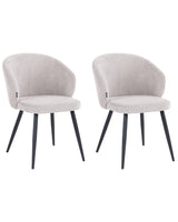 Set of 2 Dining Accent Chairs Off-White Upholstery without Armrests Metal Base Retro Design Beliani