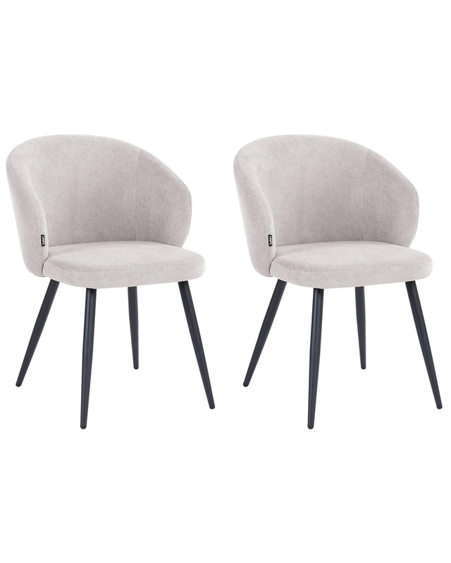 Set of 2 Dining Accent Chairs Off-White Upholstery without Armrests Metal Base Retro Design Beliani
