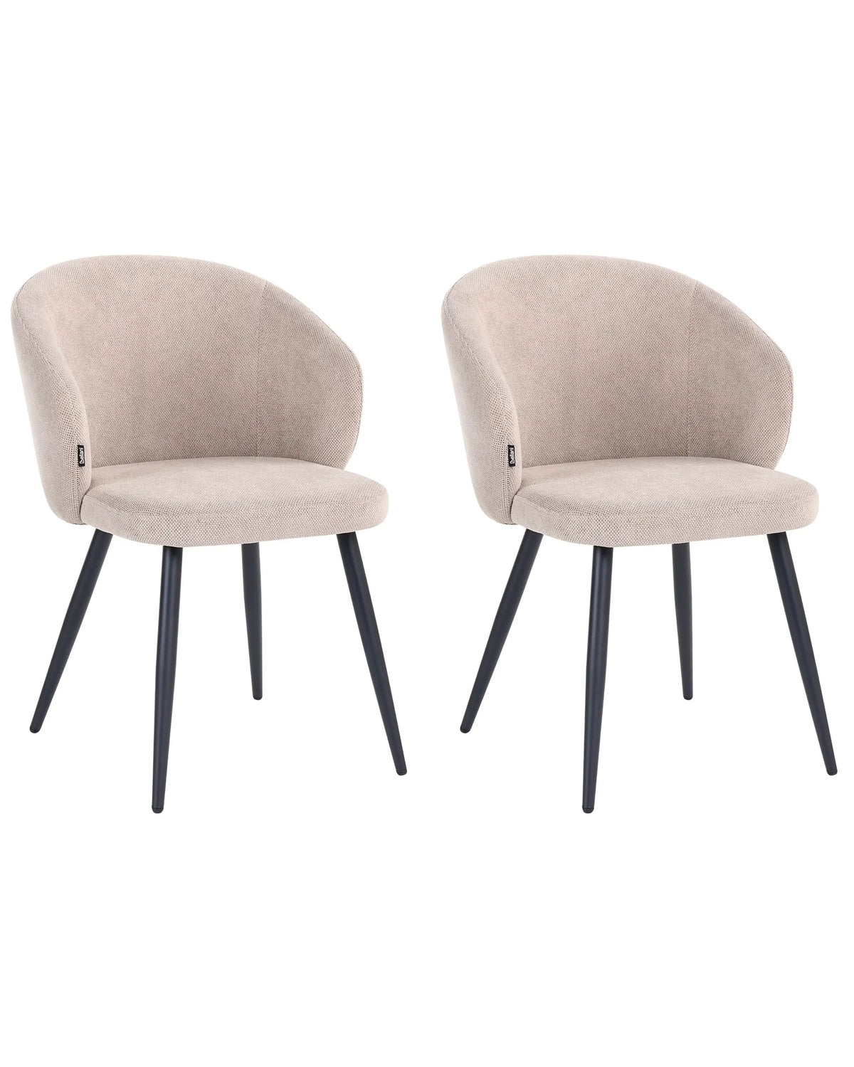Set of 2 Dining Accent Chairs Taupe Upholstery without Armrests Metal Base Retro Design Beliani