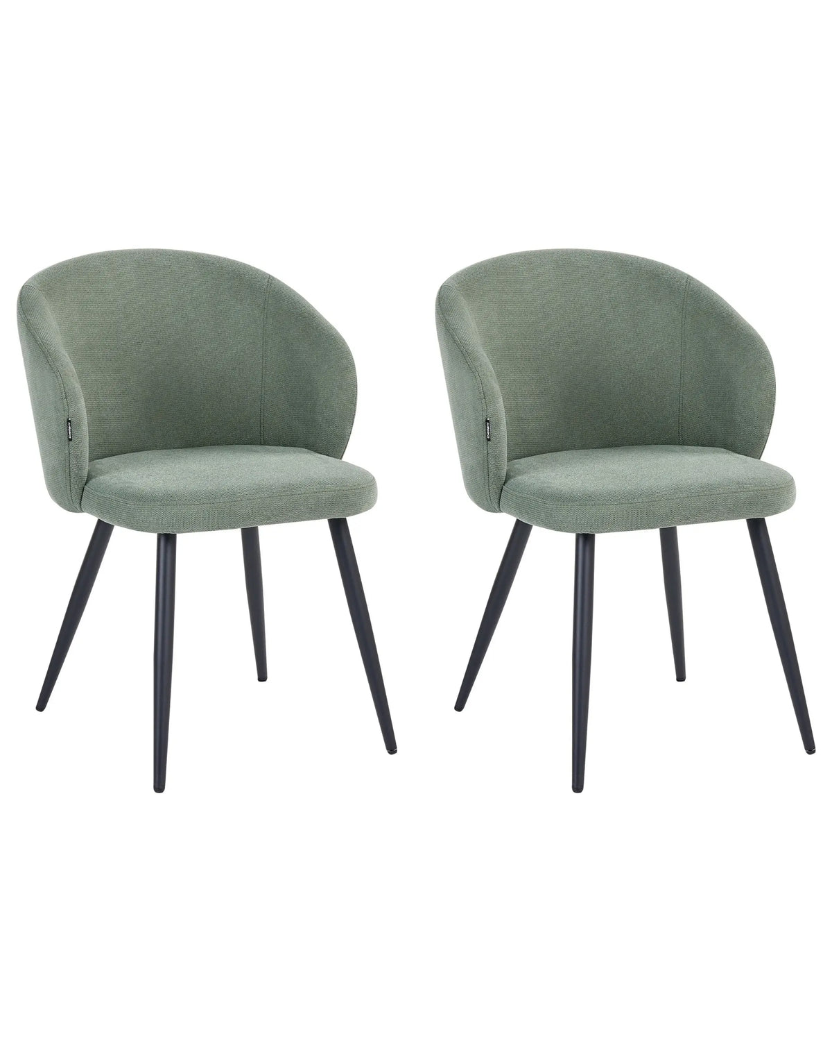 Set of 2 Dining Accent Chairs Light Green Upholstery without Armrests Metal Base Retro Design Beliani