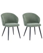Set of 2 Dining Accent Chairs Light Green Upholstery without Armrests Metal Base Retro Design Beliani