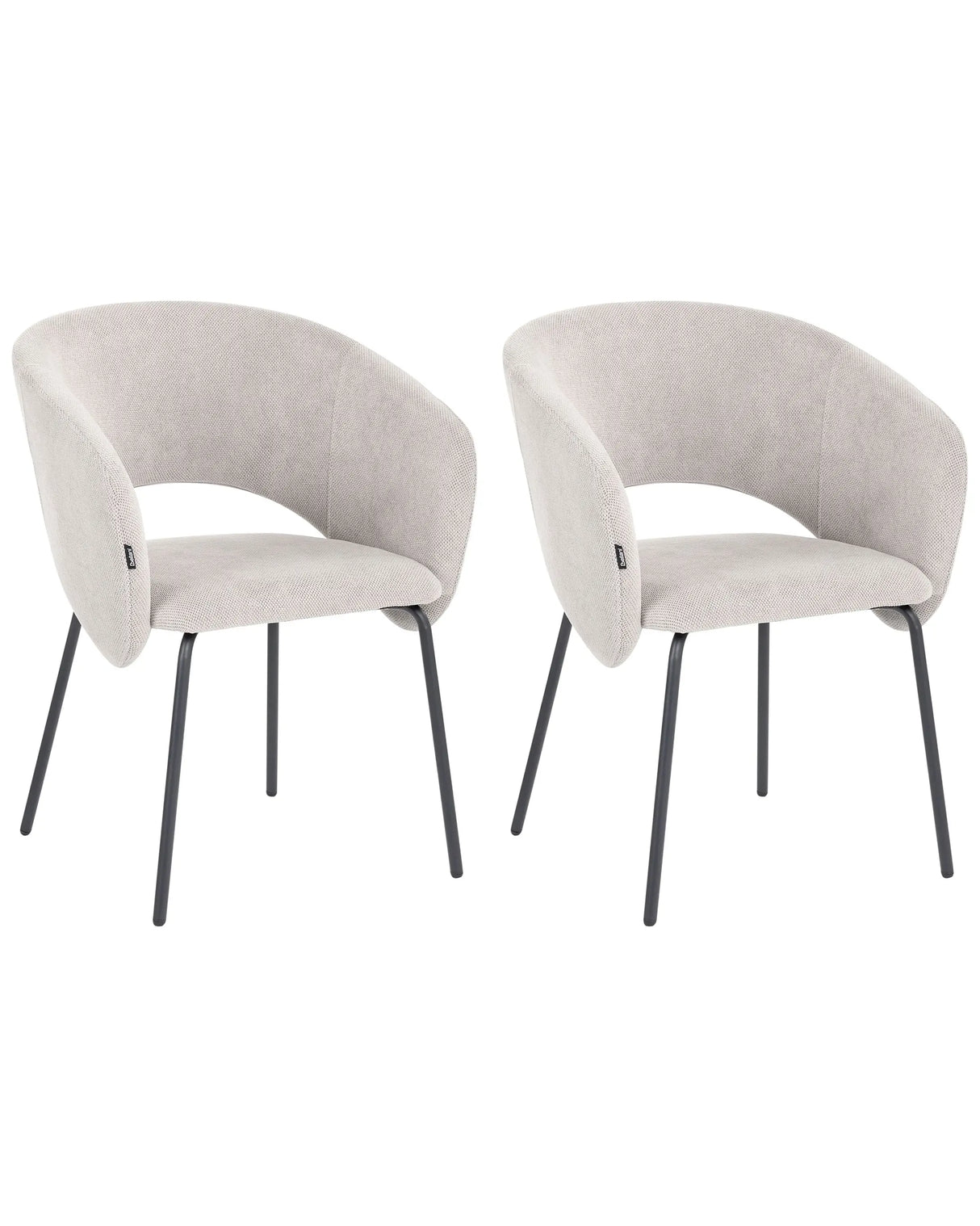 Set of 2 Dining Accent Chairs Off-White Upholstery without Armrests Metal Base Retro Design Beliani