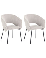 Set of 2 Dining Accent Chairs Off-White Upholstery without Armrests Metal Base Retro Design Beliani