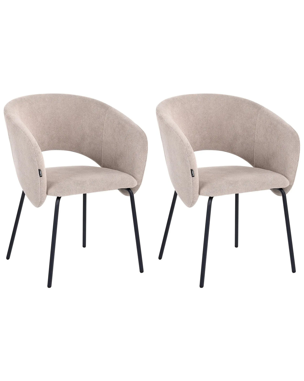 Set of 2 Dining Accent Chairs Taupe Upholstery without Armrests Metal Base Retro Design Beliani