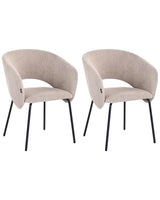 Set of 2 Dining Accent Chairs Taupe Upholstery without Armrests Metal Base Retro Design Beliani
