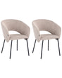 Set of 2 Dining Accent Chairs Taupe Upholstery without Armrests Metal Base Retro Design Beliani