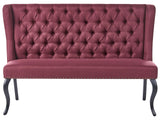 Kitchen Sofa Dark Red Polyester Fabric Upholstery 2-Seater Wingback Tufted Black Cabriole Legs Beliani