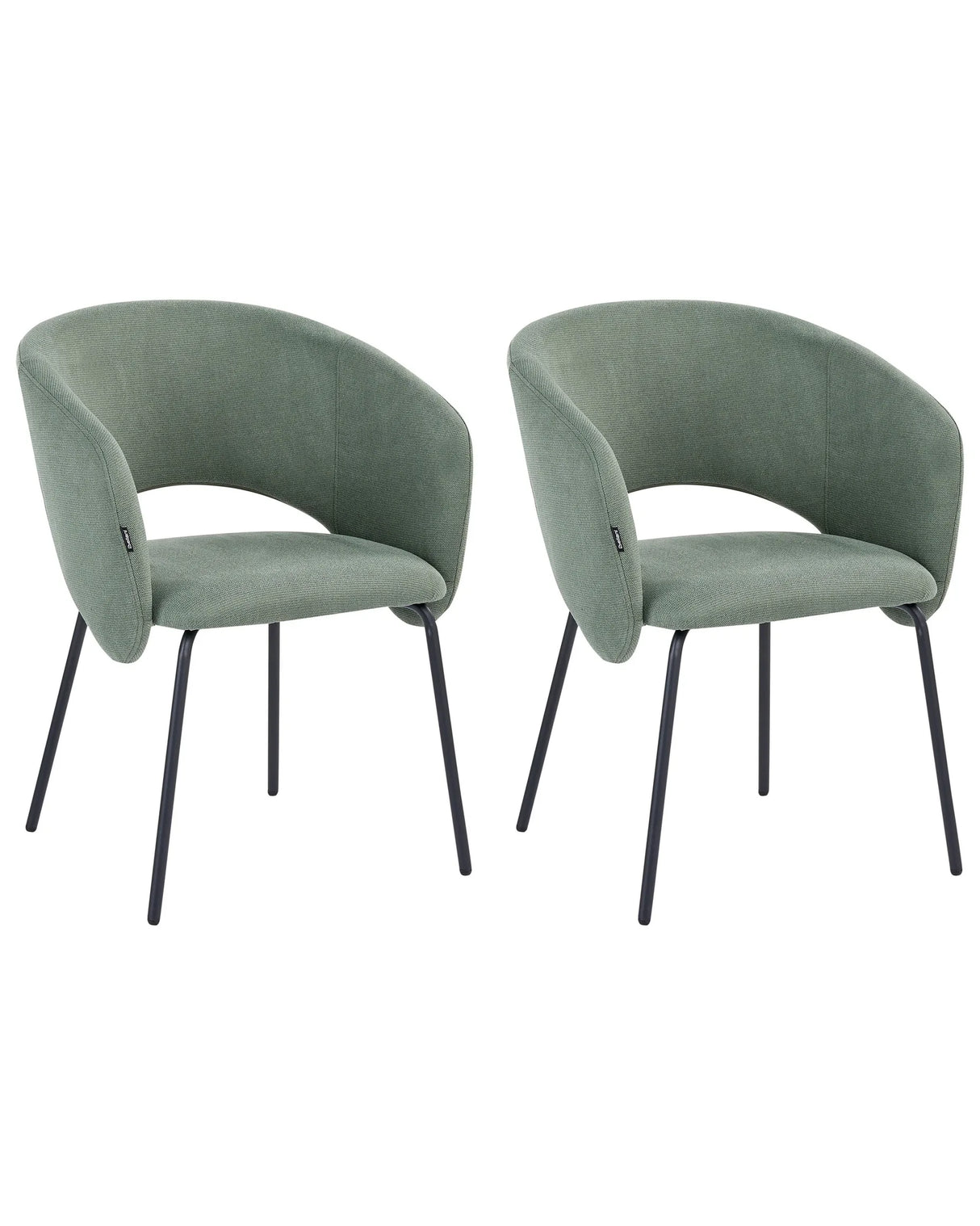 Set of 2 Dining Accent Chairs Light Green Upholstery without Armrests Metal Base Retro Design Beliani