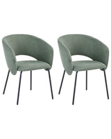 Set of 2 Dining Accent Chairs Light Green Upholstery without Armrests Metal Base Retro Design Beliani
