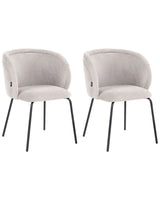 Set of 2 Dining Accent Chairs Off-White Upholstery without Armrests Metal Base Retro Design Beliani