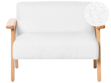 Kids Sofa White Boucle Upholstered with Armrests Modern 1-Seater Toddler Couch Beliani