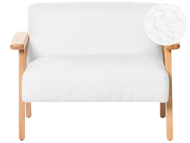 Kids Sofa White Boucle Upholstered with Armrests Modern 1-Seater Toddler Couch Beliani