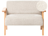 Kids Sofa Beige Boucle Upholstered with Armrests Modern 1-Seater Toddler Couch Beliani