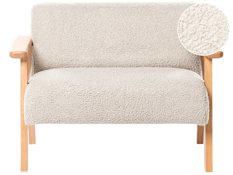 Kids Sofa Beige Boucle Upholstered with Armrests Modern 1-Seater Toddler Couch Beliani