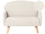 Kids Sofa Beige Boucle Upholstered with Armrests Modern 1-Seater Toddler Couch Beliani