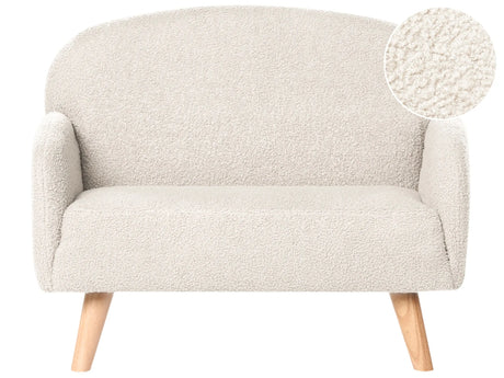 Kids Sofa Beige Boucle Upholstered with Armrests Modern 1-Seater Toddler Couch Beliani