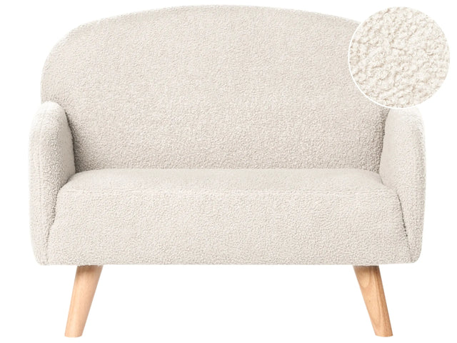 Kids Sofa Beige Boucle Upholstered with Armrests Modern 1-Seater Toddler Couch Beliani