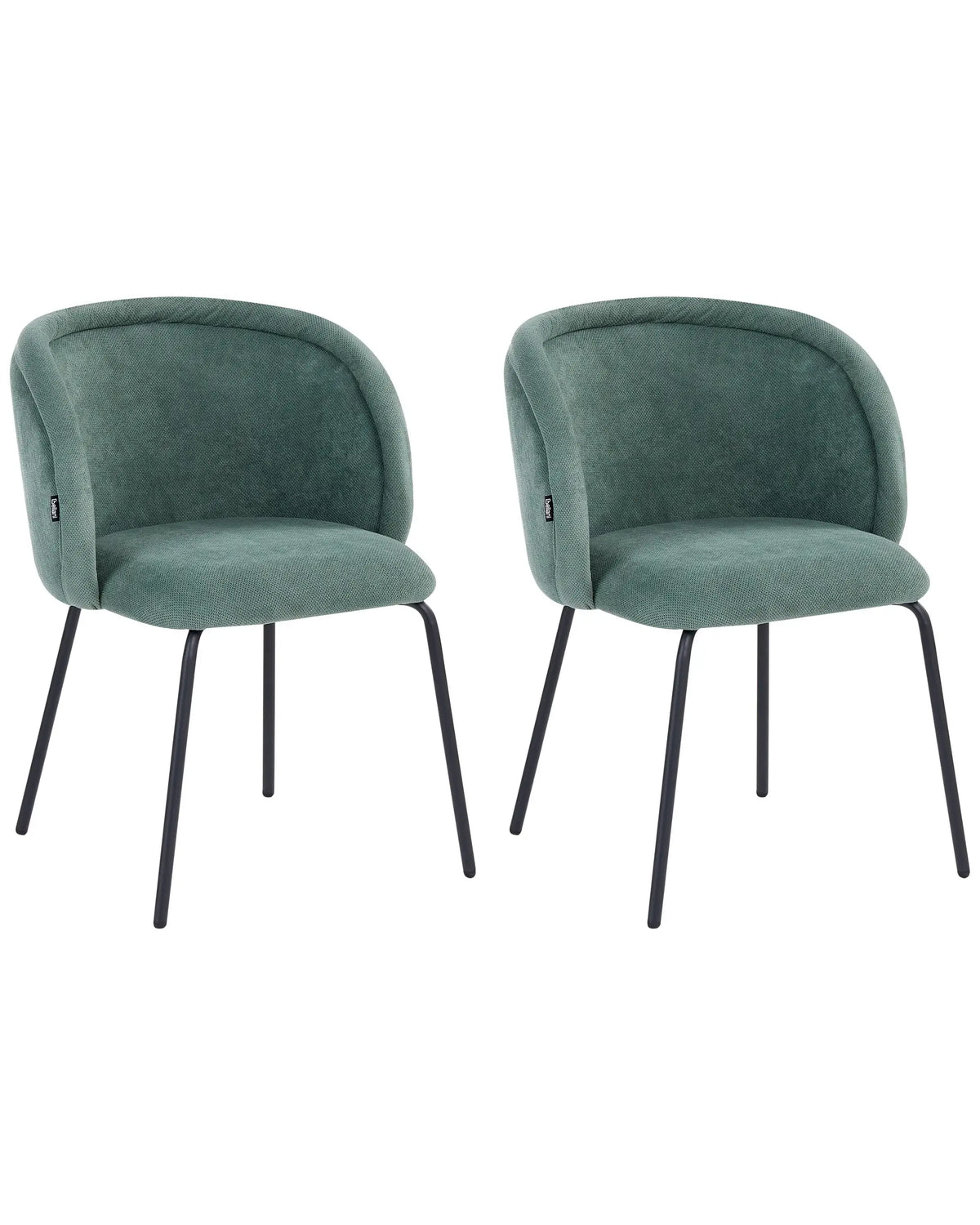 Set of 2 Dining Accent Chairs Light Green Upholstery without Armrests Metal Base Retro Design Beliani