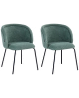 Set of 2 Dining Accent Chairs Light Green Upholstery without Armrests Metal Base Retro Design Beliani